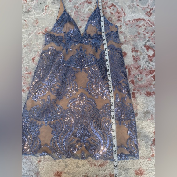 Free people night shimmers mini dress, sundown blue, size 6 - Picture 8 of 10